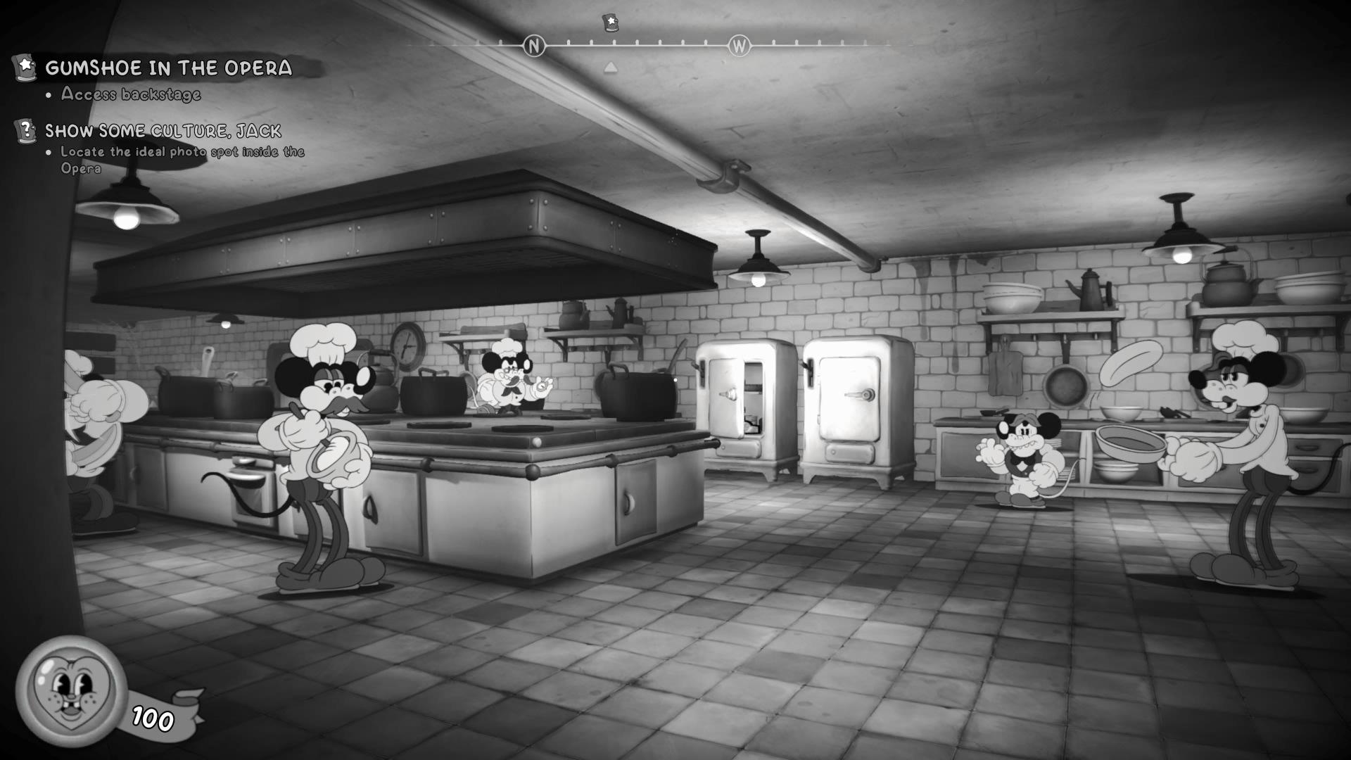 A restaurant kitchen with a lot of NPC mice preparing food.